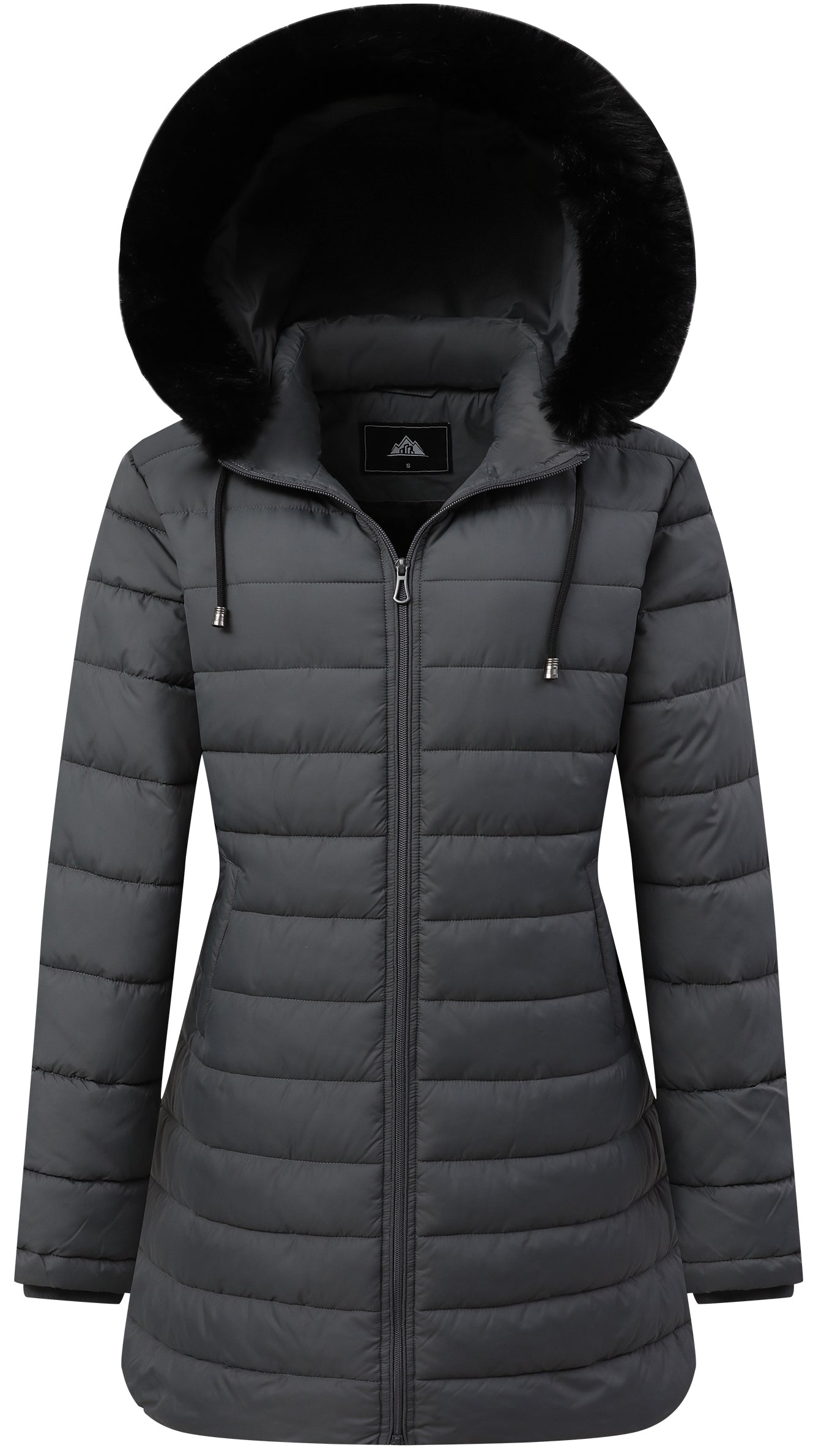 Hveoo Women's Winter Puffer Coat Thicken Fleece Lined Down Jacket Waterproof Faux Fur Detachable Hooded Parka