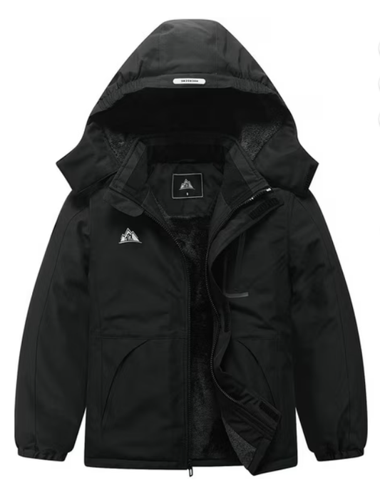 Kid's Ski Jacket Waterproof Winter Coat Boy's and Girl's Fleece Snowboarding Jackets with Detachable Hood