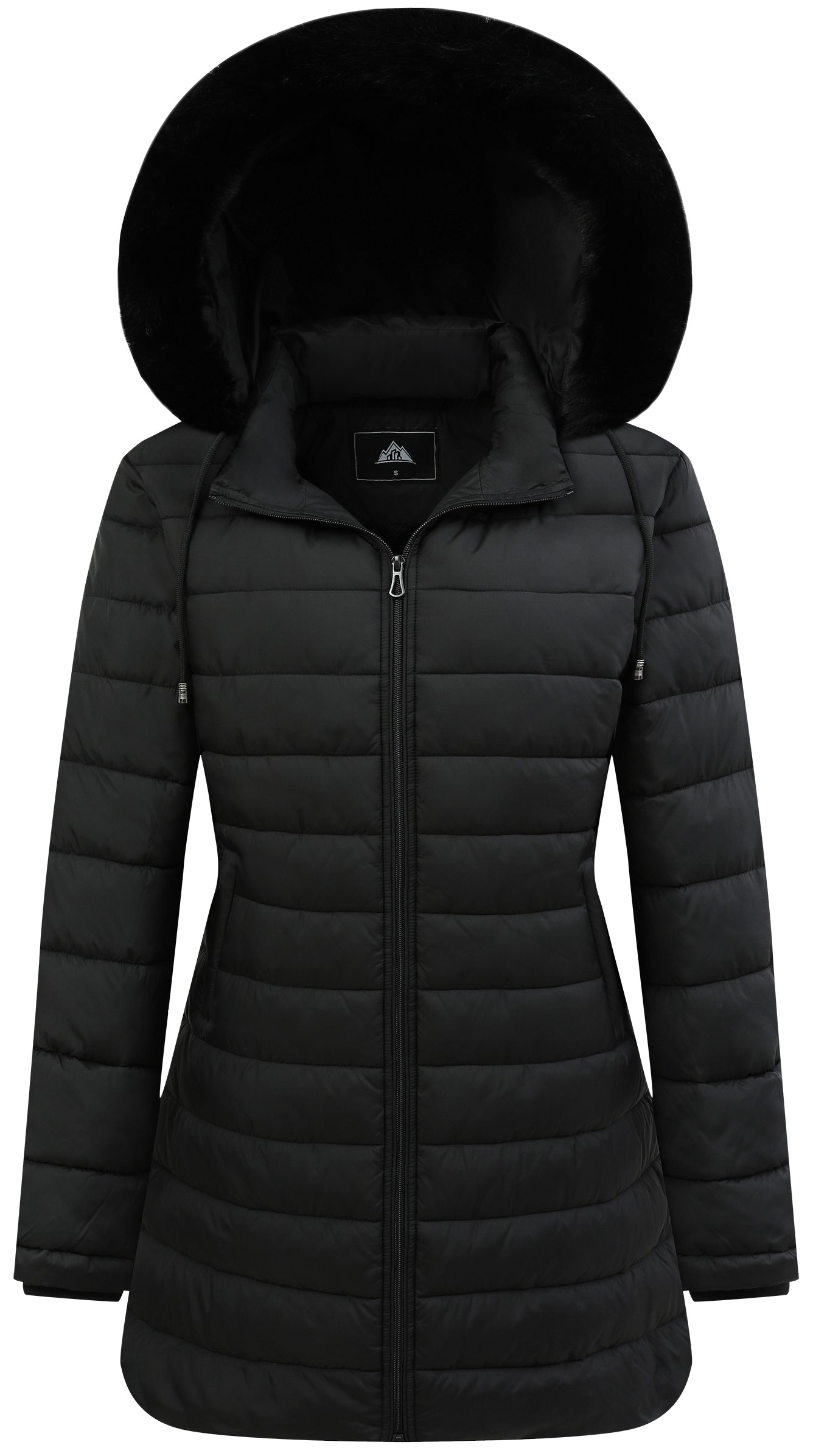 Hveoo Women's Winter Puffer Coat Thicken Fleece Lined Down Jacket Waterproof Faux Fur Detachable Hooded Parka