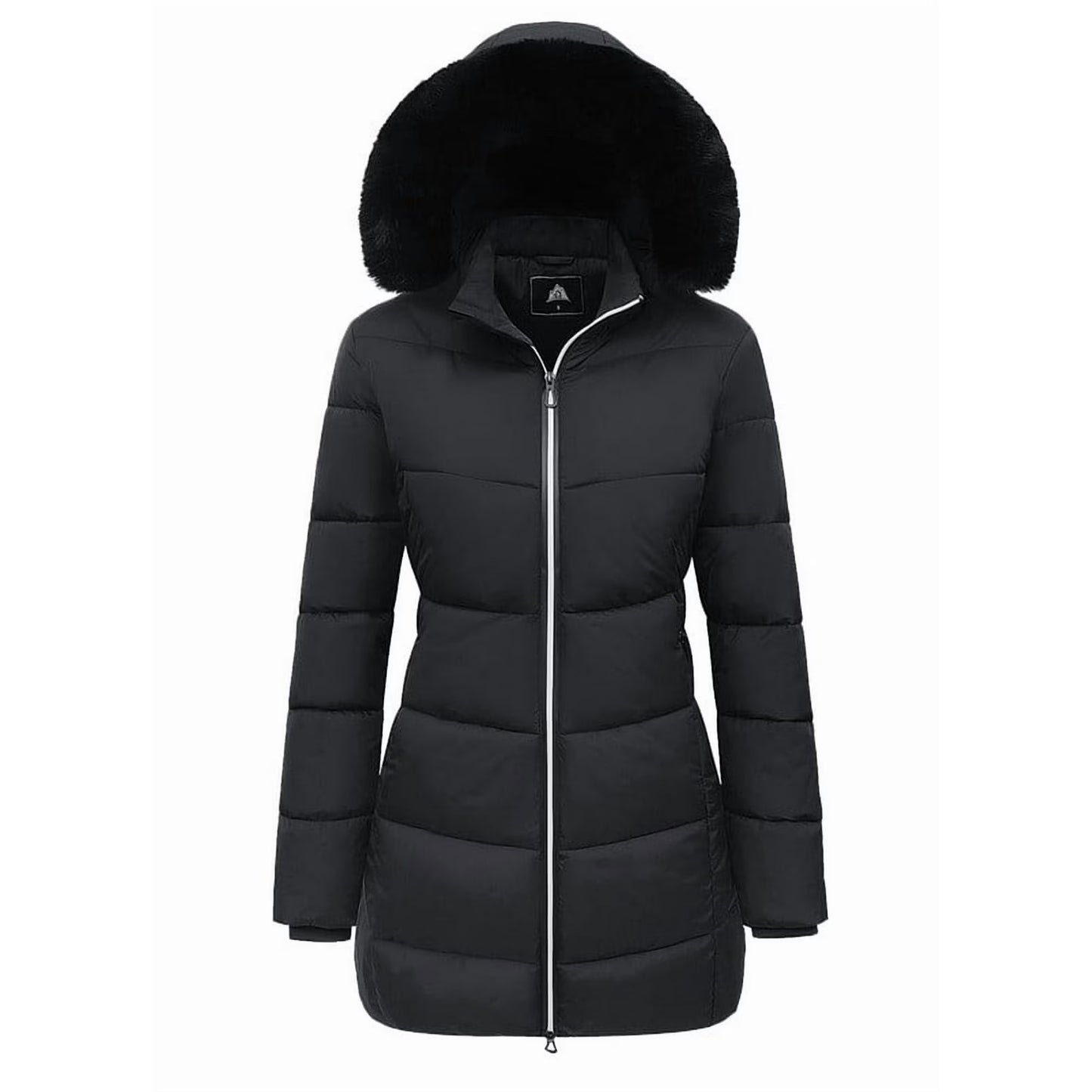 Women's Winter Down Coats Waterproof Thicken Hooded Insulated Quilted Puffer Jacket, Black L