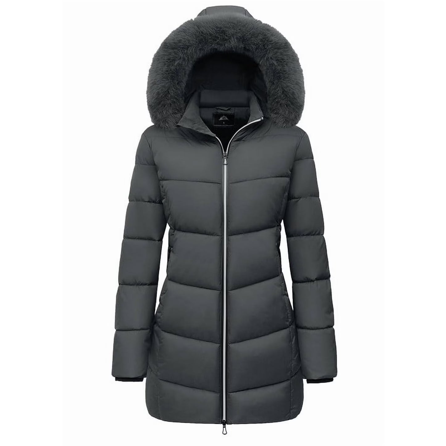 Women's Winter Down Coats Waterproof Thicken Hooded Insulated Quilted Puffer Jacket, Black L