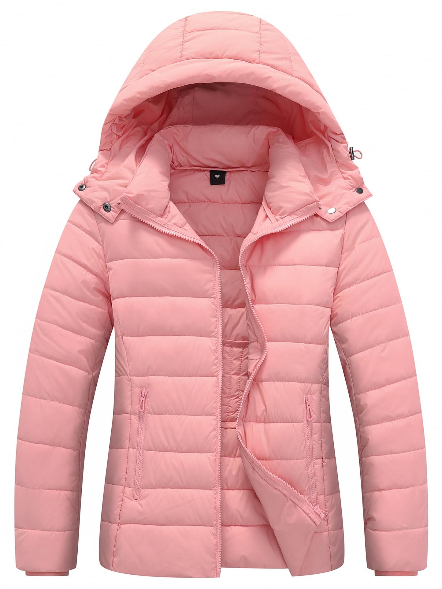 HVEOO Women's Hooded Puffer Jacket Lightweight Warm Puffy Quilted Winter Coat Waterpoof Jackets for Cold Weather