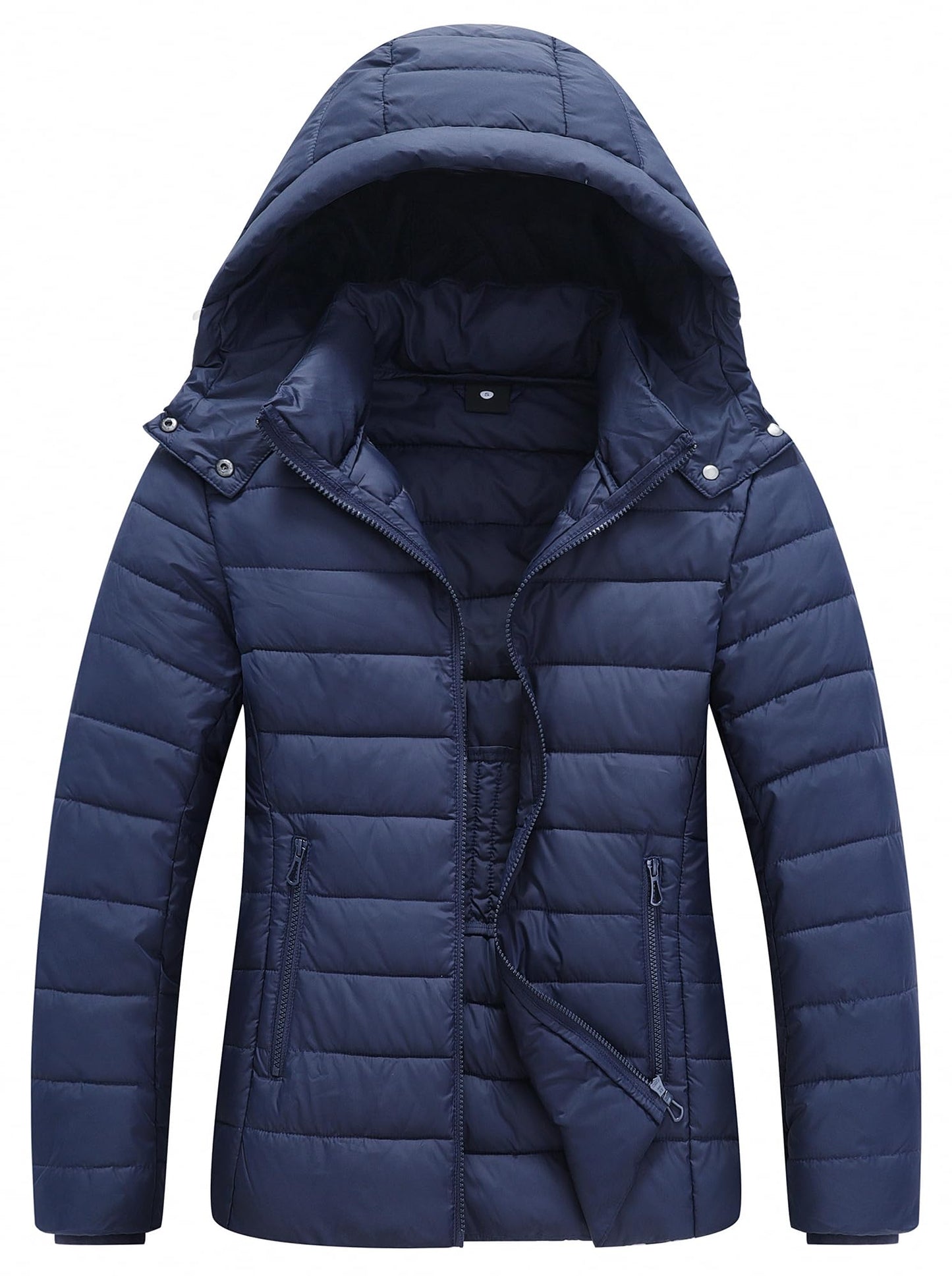 HVEOO Women's Hooded Puffer Jacket Lightweight Warm Puffy Quilted Winter Coat Waterpoof Jackets for Cold Weather