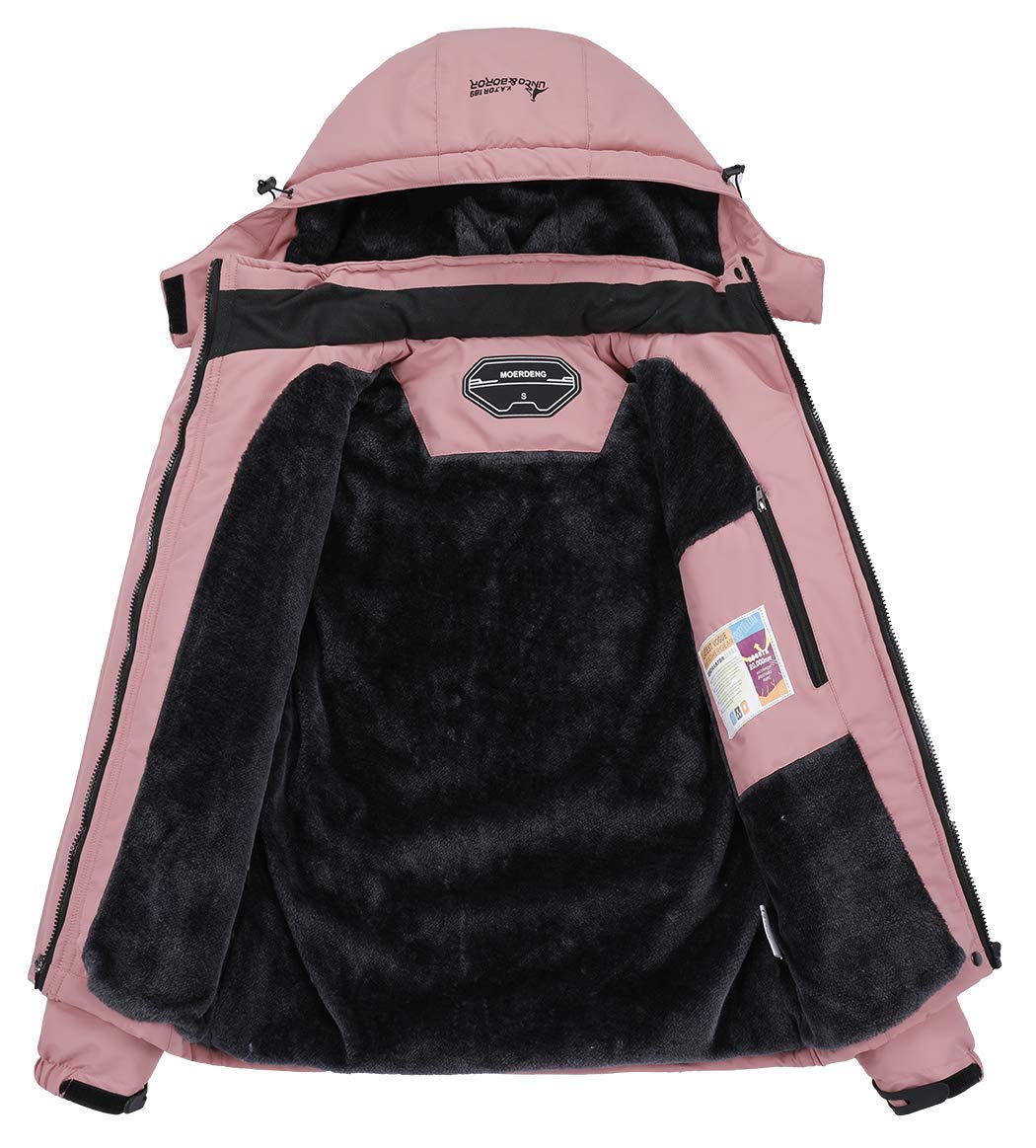 HVEOO 女士冬季外套滑雪服，防水防风，人造毛皮内衬，冬季夹克派克大衣