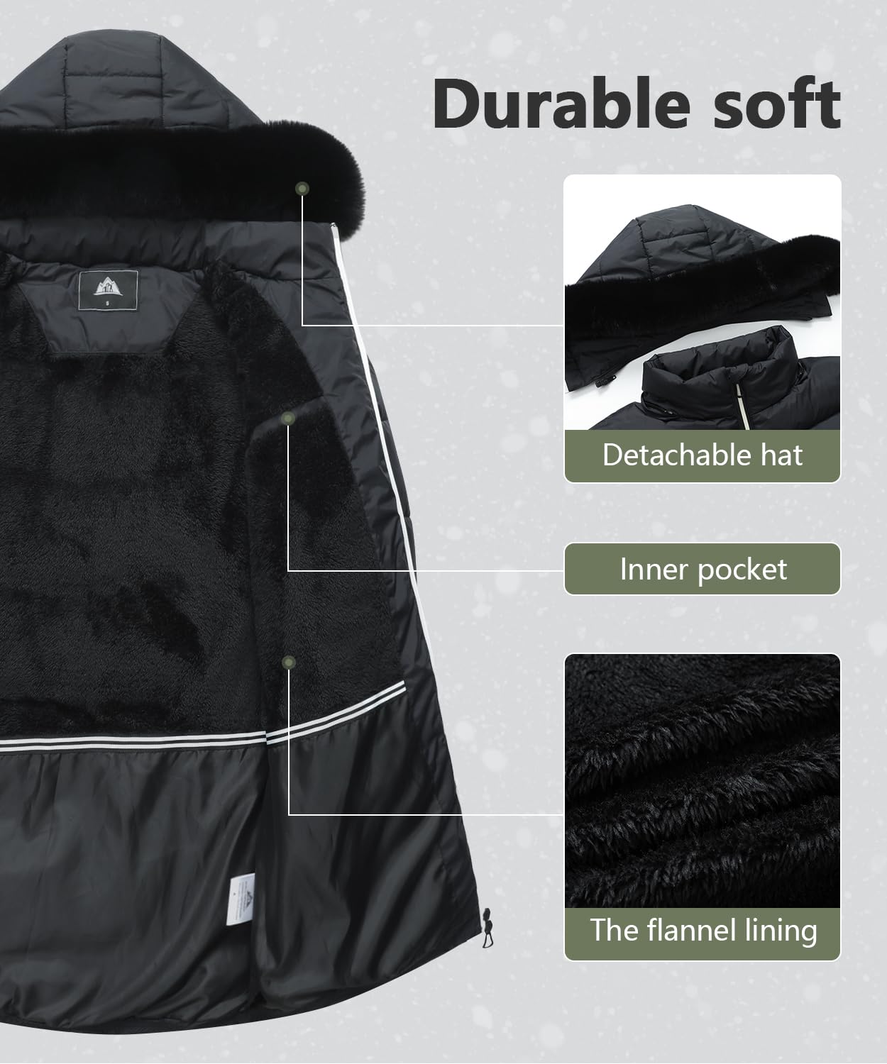 HVEOO Women's Winter Windproof Warm Down Coats Waterproof Thicken Hooded Puffer Jacket