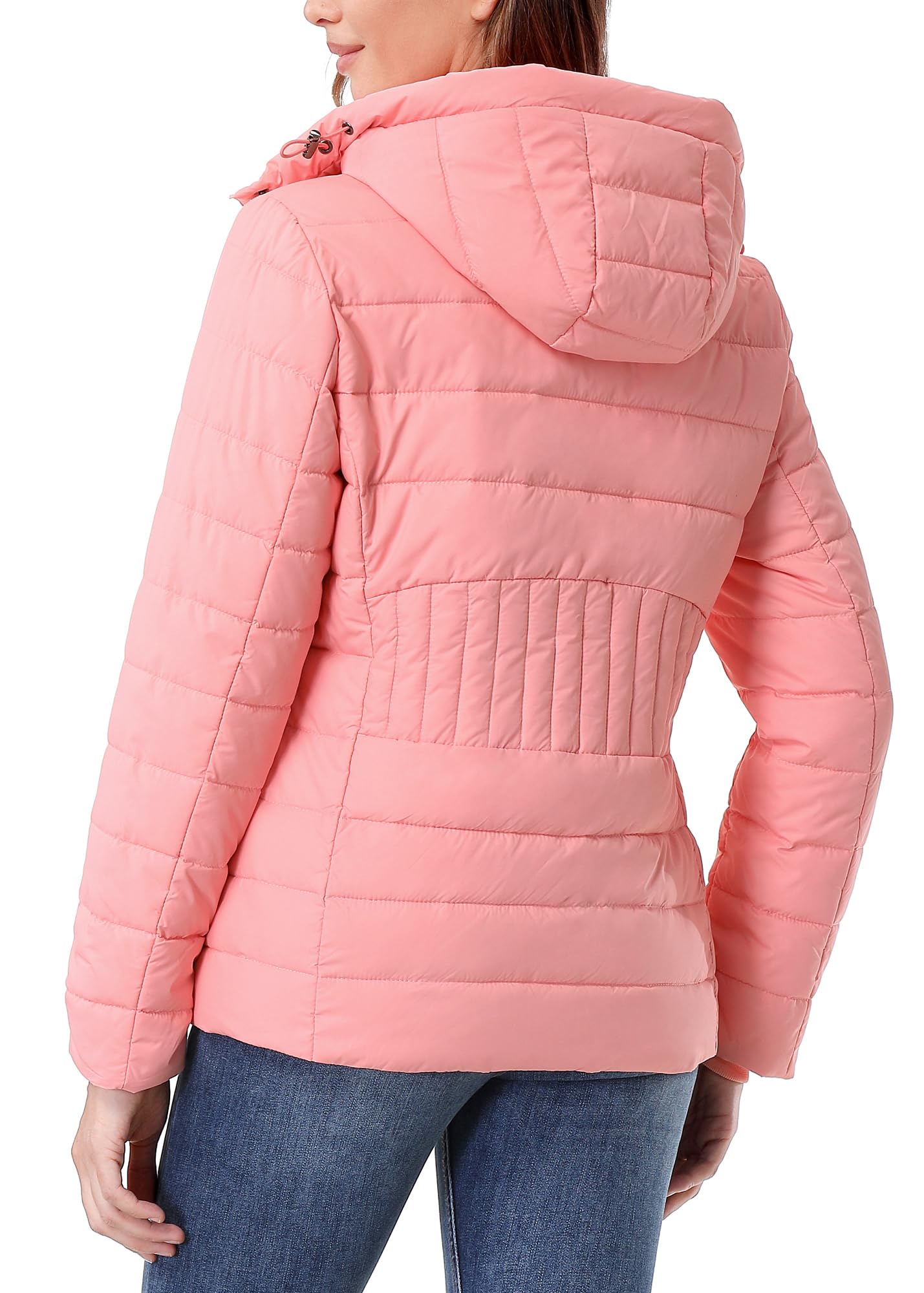 HVEOO Women's Hooded Puffer Jacket Lightweight Warm Puffy Quilted Winter Coat Waterpoof Jackets for Cold Weather
