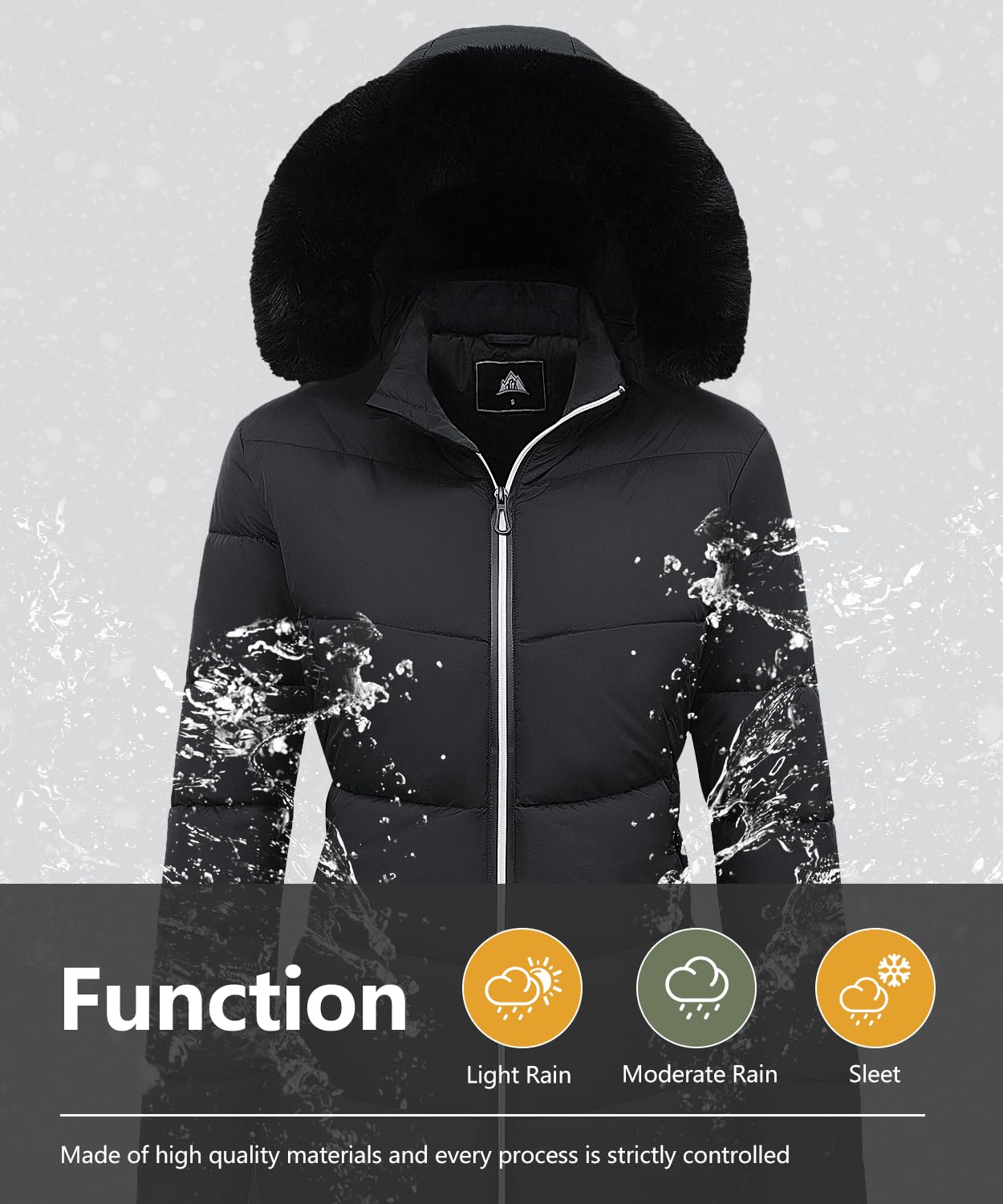 HVEOO Women's Winter Windproof Warm Down Coats Waterproof Thicken Hooded Puffer Jacket
