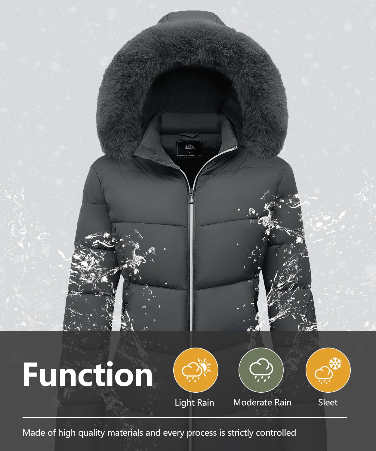 HVEOO Women's Winter Windproof Warm Down Coats Waterproof Thicken Hooded Puffer Jacket
